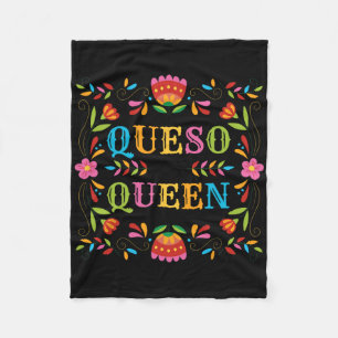 Queso Queen Floral Funny Cinco De Mayo Sarcastic F Fleece Blanket