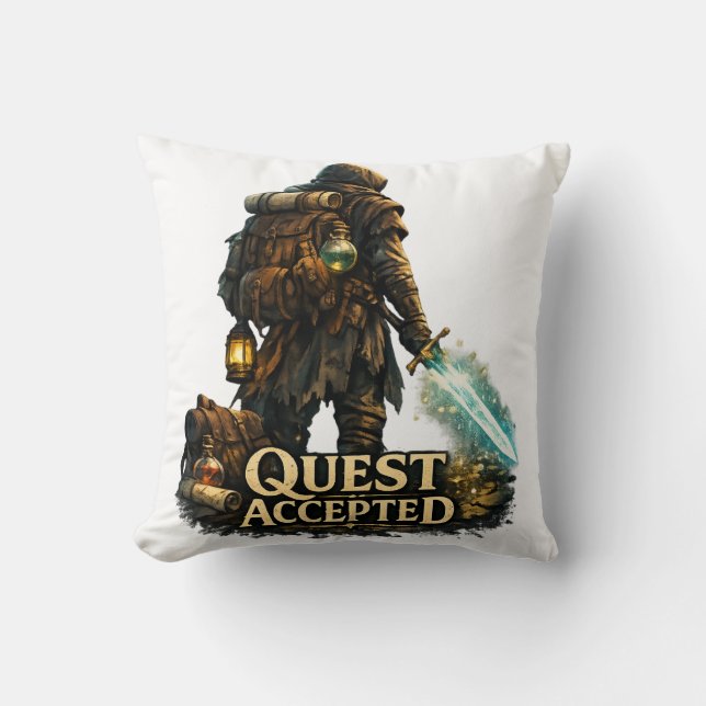 Quest Accepted Fantasy Adventurer Cushion (Front)