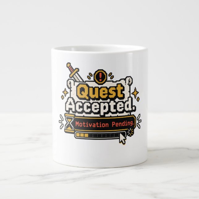 Quest Accepted Motivation Pending Funny Gamer mug (Front)