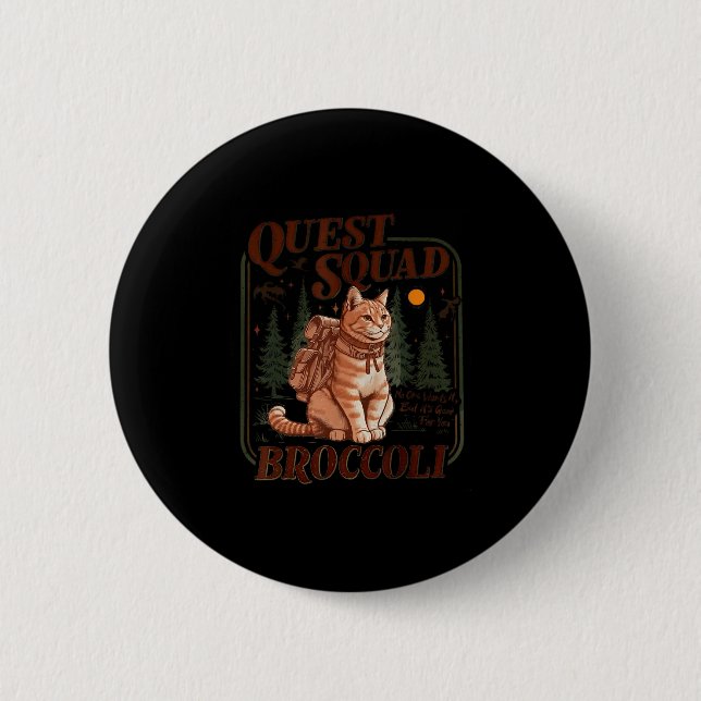 Quest Fantasy Squad Broccoli Funny Cat  6 Cm Round Badge (Front)