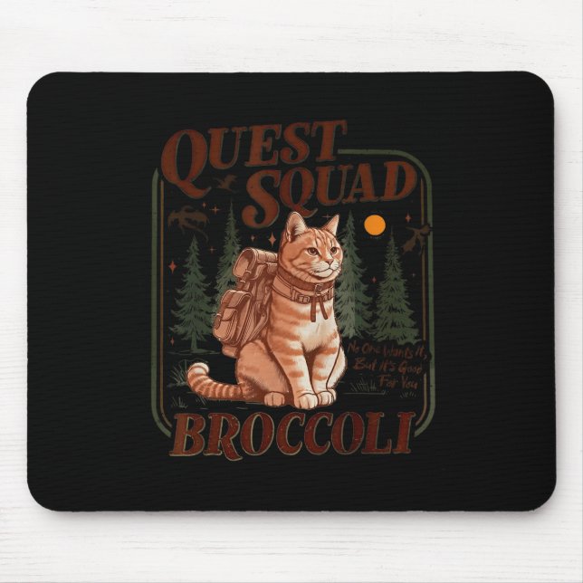Quest Fantasy Squad Broccoli Funny Cat  Mouse Mat (Front)