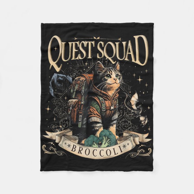 Quest Fantasy Squad Broccoli Kitten Funny Cat  Fleece Blanket (Front)
