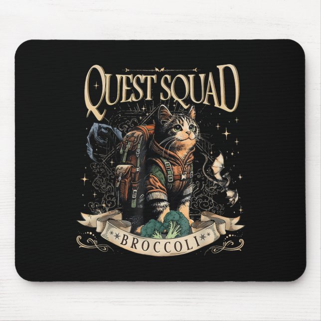 Quest Fantasy Squad Broccoli Kitten Funny Cat  Mouse Mat (Front)