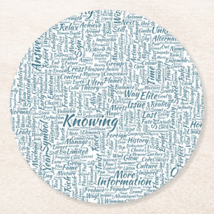 Question Apprendre Nuage MotssTexte Motif Message Round Paper Coaster