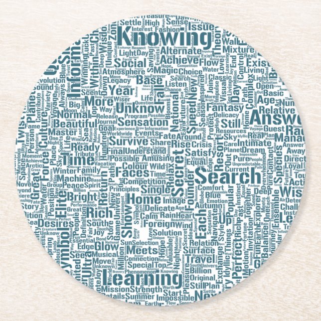 Question Apprendre Nuage MotssTexts Motif Message Round Paper Coaster (Front)