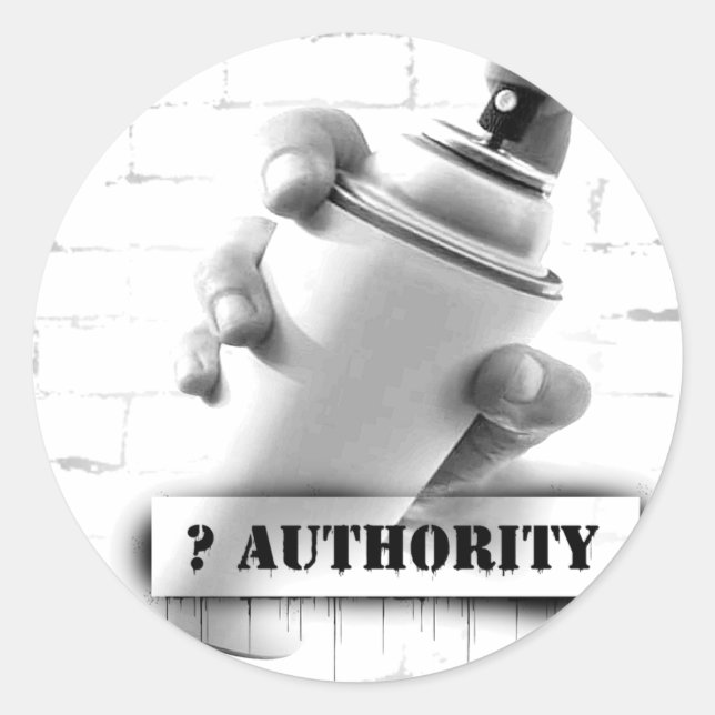 Question Authority - Spray Paint Can - Graffiti Classic Round Sticker (Front)