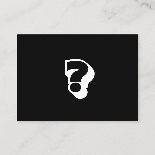 question, date invitation, bold modern black white advice card (Front)
