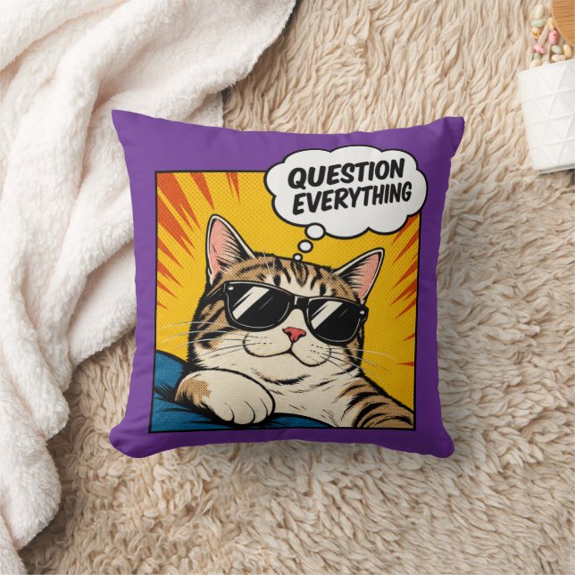 Question Everything - Conspiracy Cat Cushion (Blanket)