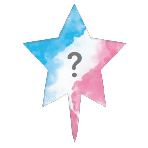 Question Mark Baby Gender Reveal Smoke Blue Pink Cake Pick