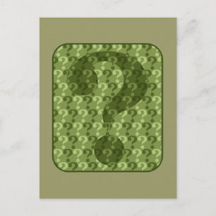 Question Mark Design in Green Postcard