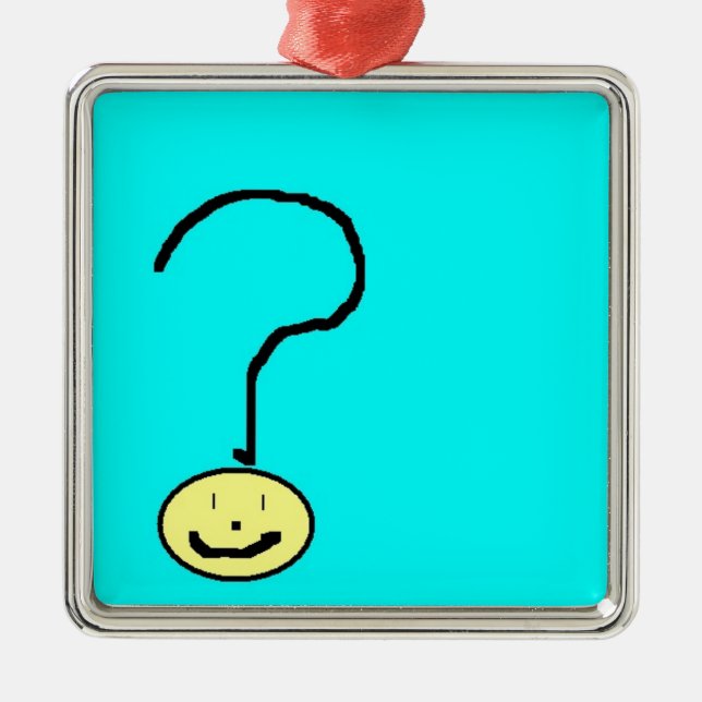 question mark emoji, digital art by kids :) metal tree decoration (Front)