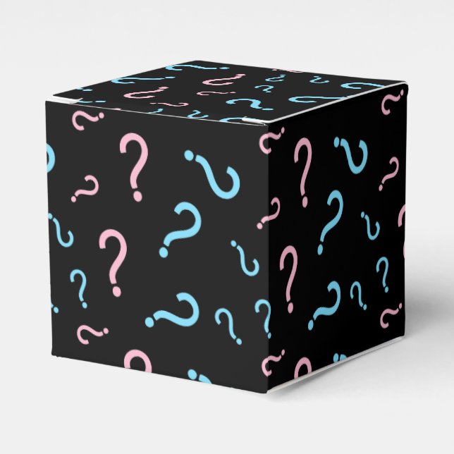 Question Mark Gender Reveal Black Favour Box (Front Side)