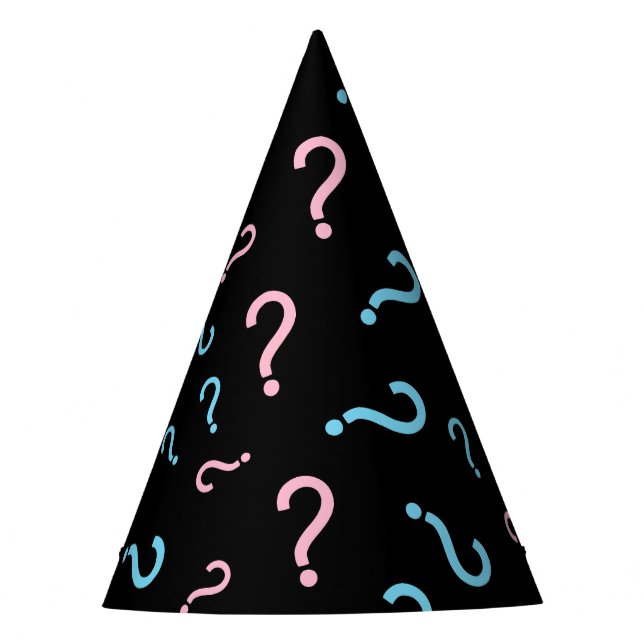 Question Mark Gender Reveal Black Party Hat (Front)