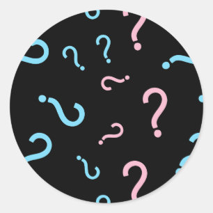 Question Mark Gender Reveal Party Black Classic Round Sticker