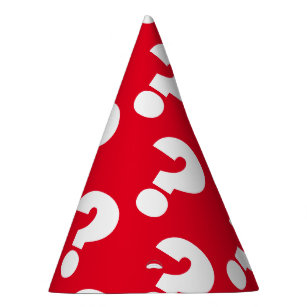 Question mark paper cone hats for surprise party