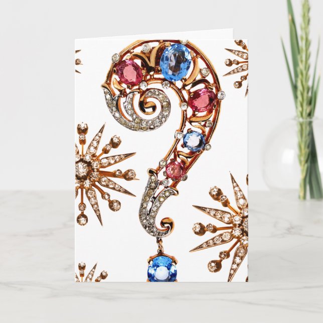 Question Mark Vintage Costume Jewelry Blank Note Card (Front)