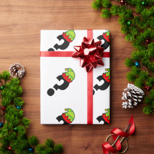 Question mark with funny elf hat Christmas Wrapping Paper