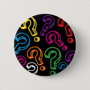 Question Marks 6 Cm Round Badge