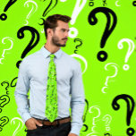 Question Marks Tie- White, Black, Chartreuse Tie<br><div class="desc">This cool necktie features distressed question marks of varying sizes and fonts in black and white on chartreuse.</div>