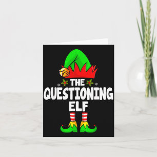 Questioning Elf Group Christmas Funny Pajama Party Card