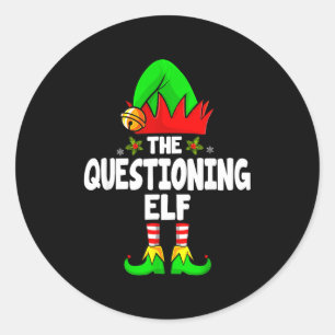 Questioning Elf Group Christmas Funny Pajama Party Classic Round Sticker