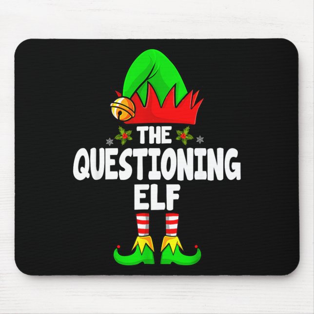 Questioning Elf Group Christmas Funny Pajama Party Mouse Mat (Front)