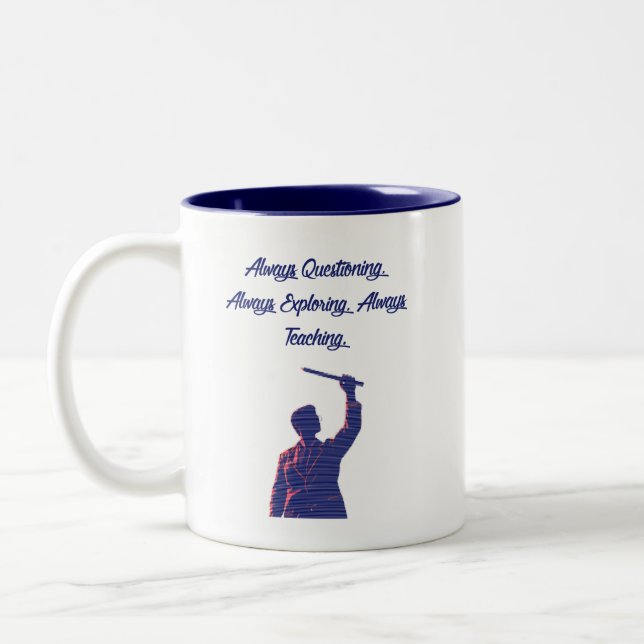 Questioning Exploring Teaching Science Educator Two-Tone Coffee Mug (Left)