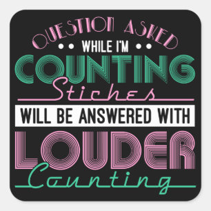 Questions Asked Knitting Sewing Quilting Square Sticker
