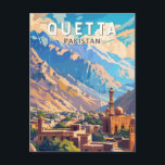 Quetta Pakistan Travel Art Vintage Postcard<br><div class="desc">Quetta retro vector travel design. Quetta is the 5th largest city of Pakistan. Known as the Fruit Garden of Pakistan due to the diversity of its plant and animal wildlife</div>
