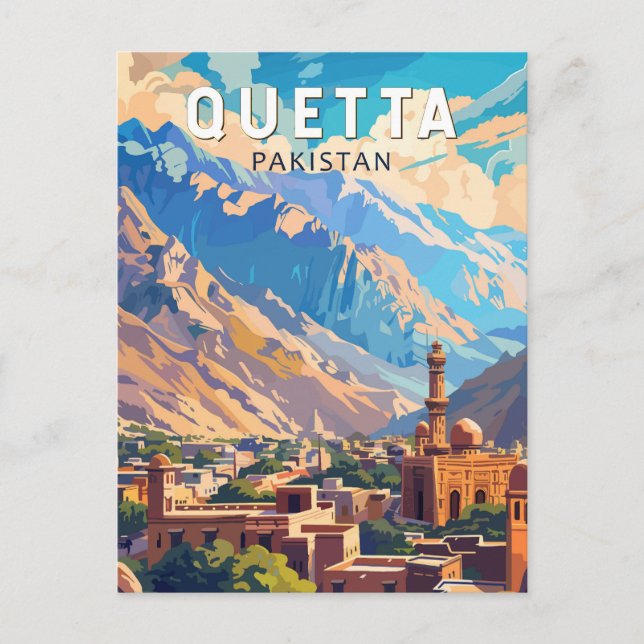 Quetta Pakistan Travel Art Vintage Postcard (Front)