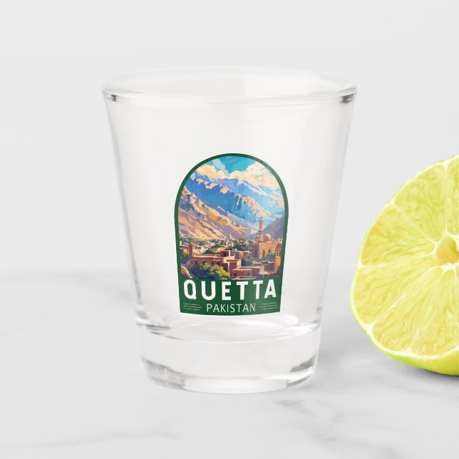 Quetta Pakistan Travel Art Vintage Shot Glass (Front)