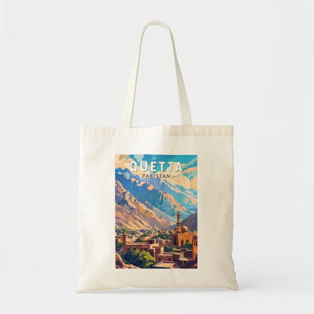 Quetta Pakistan Travel Art Vintage Tote Bag (Front)