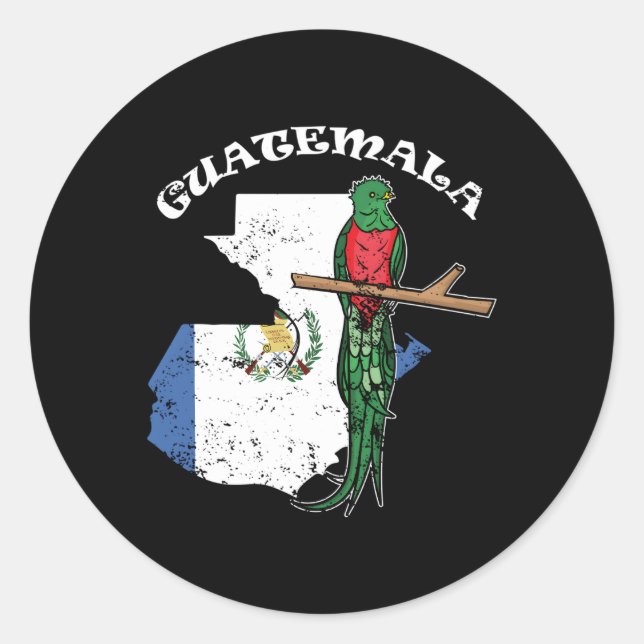 Quetzal Bird Guatemalan Cha Guatemala Flag Classic Round Sticker (Front)