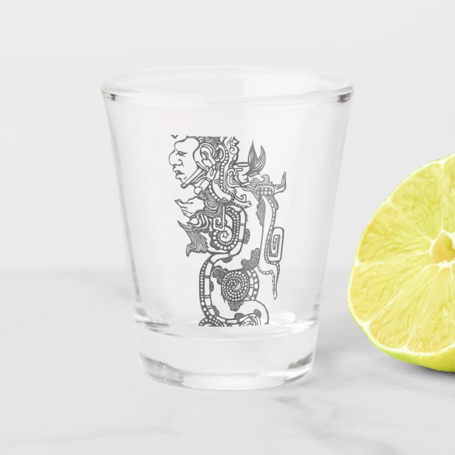 Quetzalcoatl Aztec Art Shot Glass (Front)