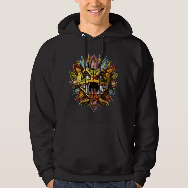 Quetzalcoatl Aztec Feathered Serpent God Hoodie (Front)