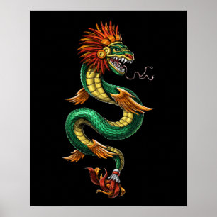 Quetzalcoatl Aztec Feathered Serpent God Poster