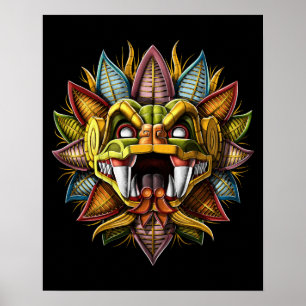 Quetzalcoatl Aztec Feathered Serpent God Poster
