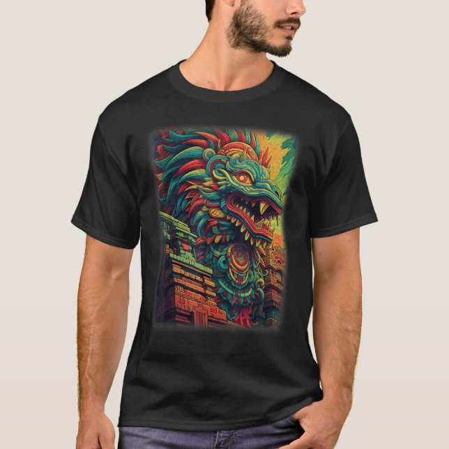 Quetzalcoatl Aztec God Feathered Serpent Kukulkan  T-Shirt (Front)