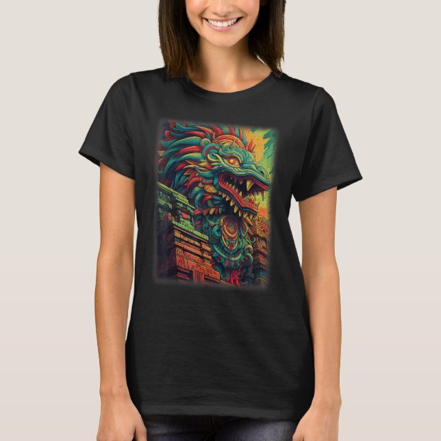 Quetzalcoatl Aztec God Feathered Serpent Kukulkan  T-Shirt (Front)