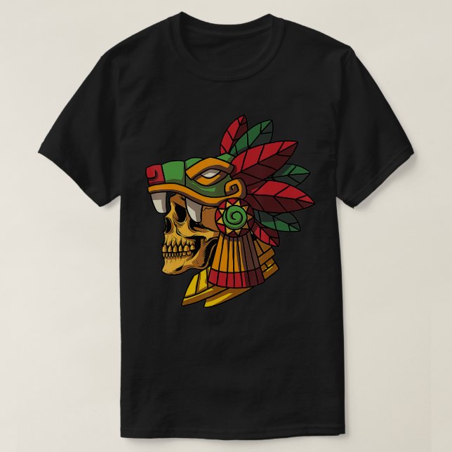 Quetzalcoatl Aztec Skull Mayan Ancient Inca Toltec T-Shirt (Design Front)