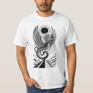 Quetzalcoatl Aztec Temple Graphic Mayan Feathered T-Shirt