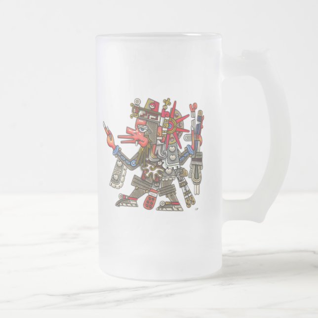 Quetzalcoatl Frosted Glass Beer Mug (Right)