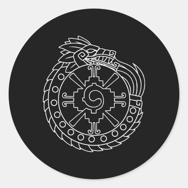 Quetzalcoatl Ouroboros Aztec Ancient Mayan Inca To Classic Round Sticker (Front)