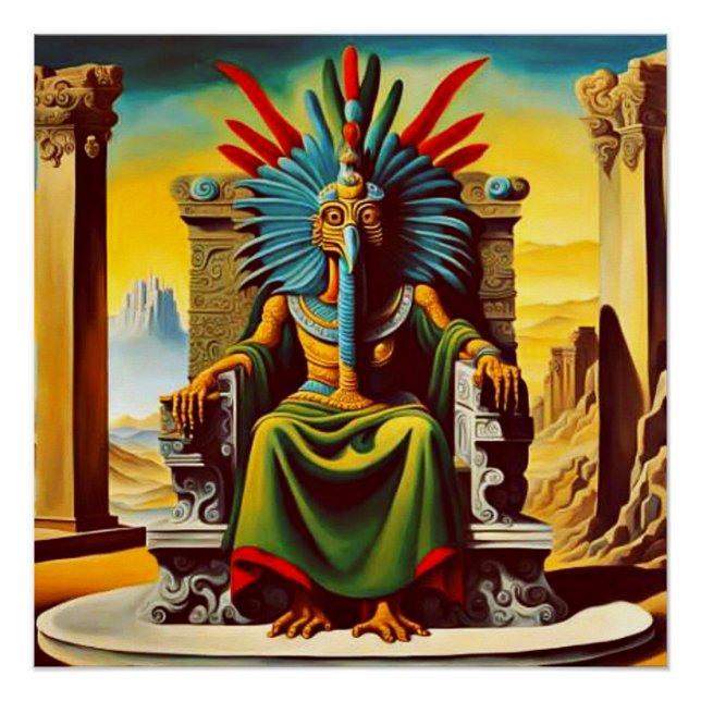 Quetzalcoatl sits on his throne poster (Front)