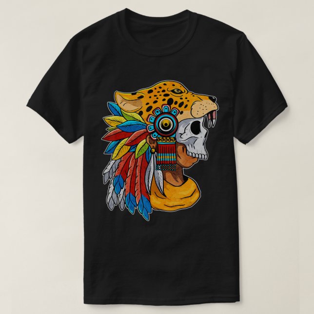 Quetzalcoatl Skull Aztec Warrior Mayan Inca Toltec T-Shirt (Design Front)