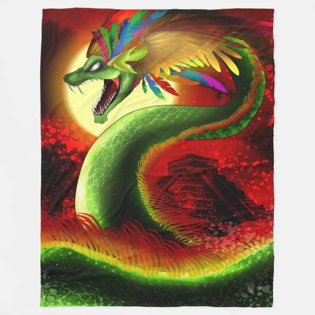 Quetzalcoatl the Aztec god Fleece Blanket (Front)