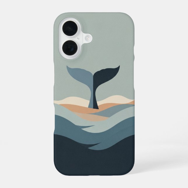 Queue de Baleine Rétro Abstraite iPhone 16 Case (Back)