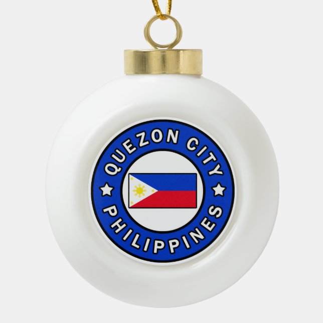 Quezon City Philippines Ceramic Ball Christmas Ornament (Front)