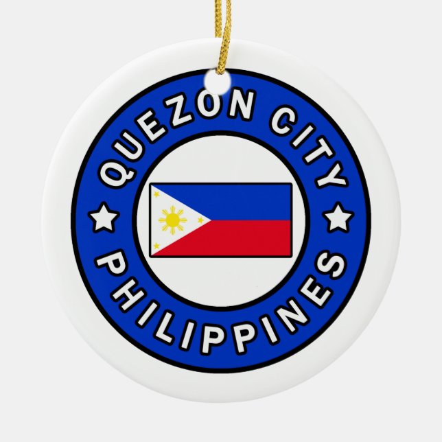 Quezon City Philippines Ceramic Tree Decoration (Front)