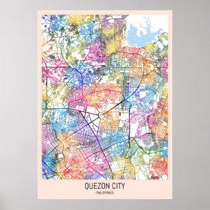 Quezon City Philippines Map Poster